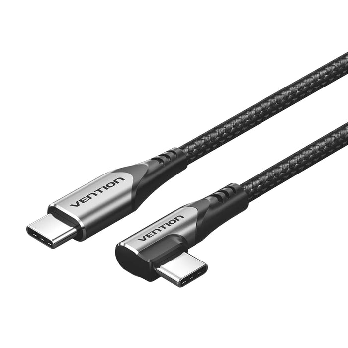 Vention USB 2.0 Type-C Male to Type-C Male Right Angle 3A Cable 2M Gray Aluminum Alloy Type