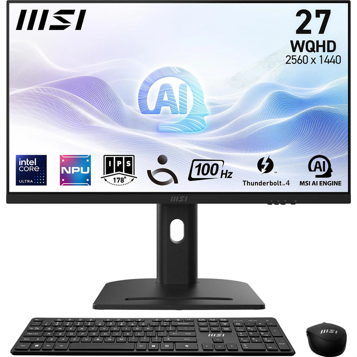 MSI Modern AM273QP AI 1UM-015NZ 27" WQHD 100Hz All in One PC Intel Core Ultra 7 155U - 32GB RAM - 1TB M.2 SSD - Win 11 Pro - 3 Years Warranty - AX WiFi 6E + Bluetooth 5.3 - Webcam - Height Adjustable - Wireless KBM