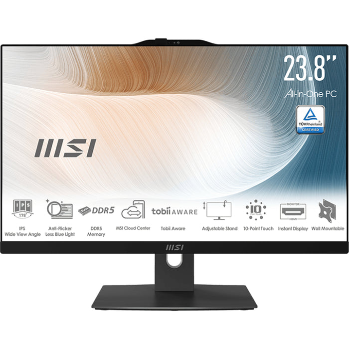 MSI Modern AM242TP 1M-1234NZ 24" FHD Touch All in One PC - Black Intel Core 5 120U - 16GB RAM - 512GB SSD - AX WiFi 6E + Bluetooth 5.3 - Webcam - Win11 Pro - 3 Years Warranty - Height Adjustable - USB Keyboard&Mouse