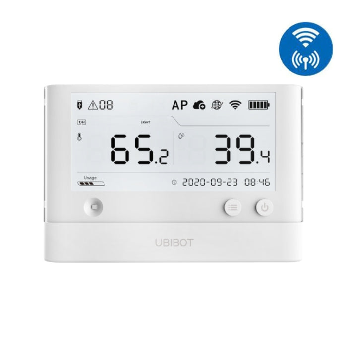 Ubibot WiFi Connected Data Logger with Temperature, Humidity and Ambient Light Sensors. LCD Display