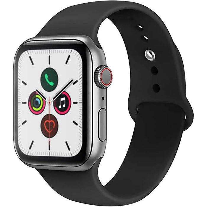 41mm/40mm/38mm Black Silicone Sport Band for Apple Watch includes S/M and M/L bands - Compatible with Apple Watch Series 10/9/8/7/6/SE/5/4/3/2/1