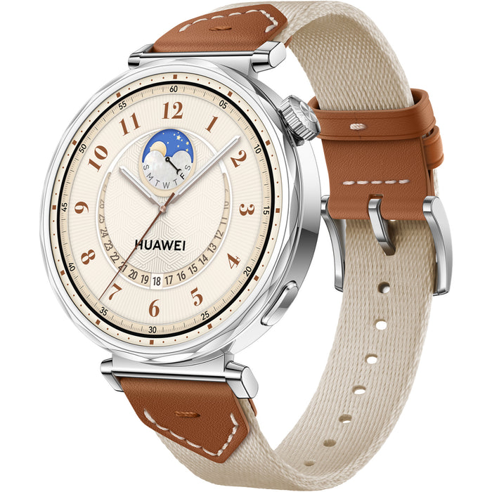 Huawei Watch GT 5 41mm Smart Watch - Brown with Stainless Steel Case and Brown Woven Strap 1.32" AMOLED Display - Up to 7 Days Battery Life - 5ATM IP69K Water Resistance - Dual-Band GPS - Huawei TruSense Health System - Bluetooth Calls