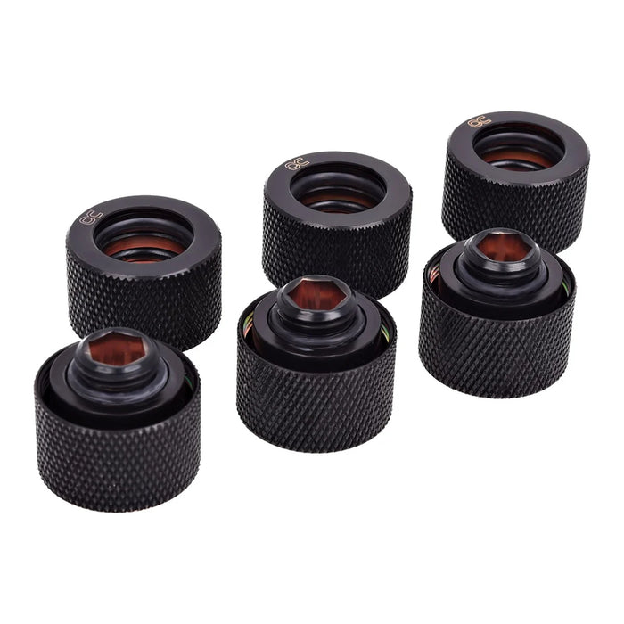 Alphacool HT 16mm HardTube Fitting G1/4 - Knurled - - Deep Black - 6 Pack