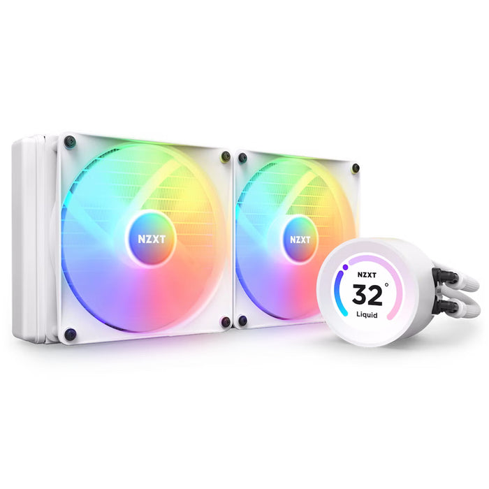 NZXT Kraken ELITE 280 RGB White 280mm AiO Water Cooling with 2.36 inch diameter LCD Display F140 RGB Core Fans for Intel Socket LGA 1851/ 1700 / 1200 / 115X AMD AM5 / AM4 / sTRX4* / TR4* (*Threadripper bracket not included)