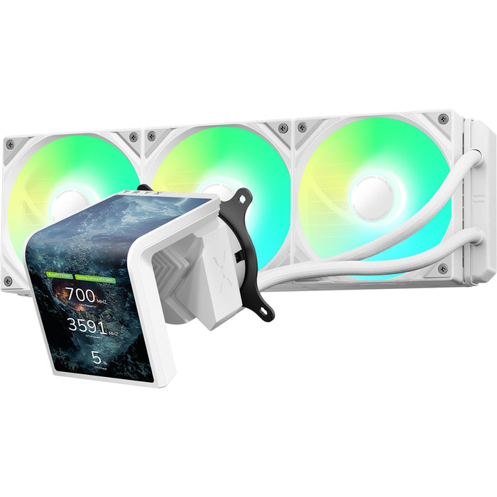 TRYX Panorama SE 360mm White ARGB 360mm AiO Water Cooling With 6.5 inch L-Shaped AMOLED Screen with 2K ResolutionSupport Intel LGA 1851/ 1700 / 115X AMD AM5 / AM4