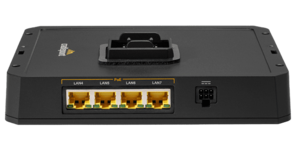 Compact ruggedized PoE Switch for the R1900 Series mobile router